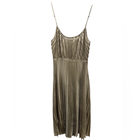 NWOT AllSaints Silvi Pleated Champagne Midi Slip Dress – Size Small - Picture 8 of 9